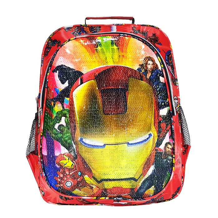 TAS RANSEL SEQUIN / USAP 2 GAMBAR KARAKTER IRON MAN - ULTRAMAN ANAK SEKOLAH TK / SD