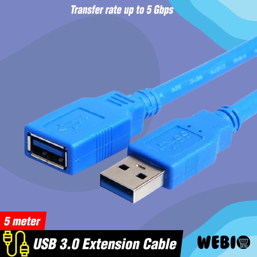 Kabel USB 3.0 Extension Male to Female 5M Sambungan Extender 5 Meter Ekstension Perpanjangan 5 M