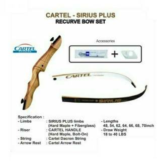CARTEL SIRIUS PLUS Wooden Recurve Bow - Busur Panah Standart
