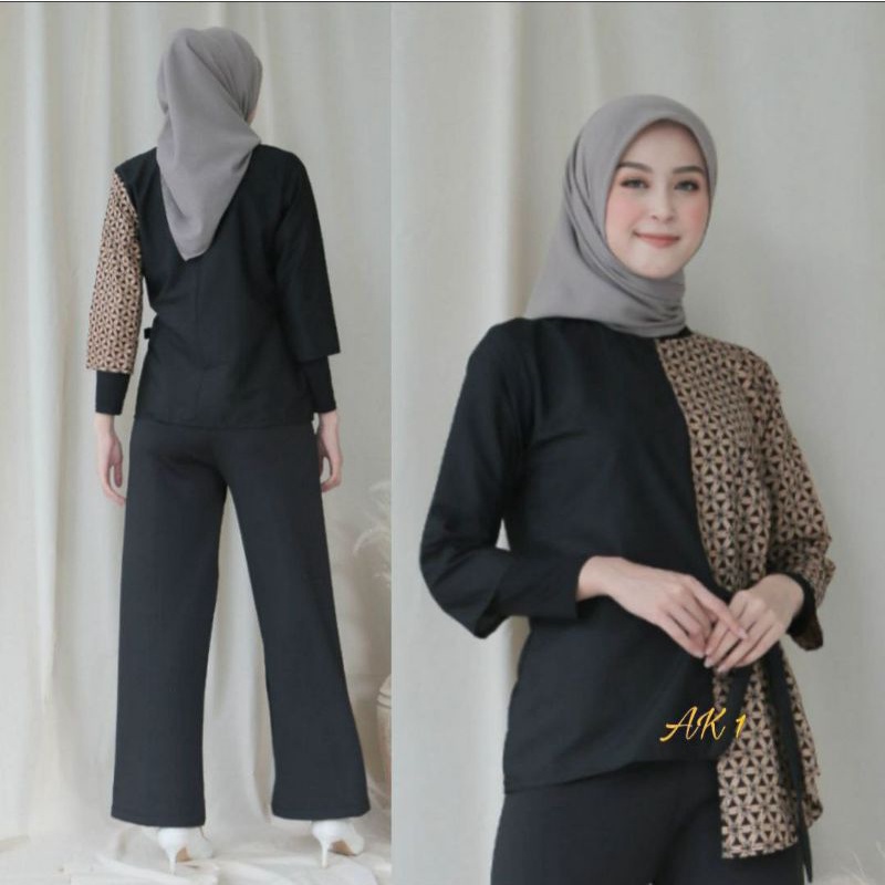 tey-17 Batik wanita ASJ SA HRB026 Kenongo Kemeja Tosca Pendek-8