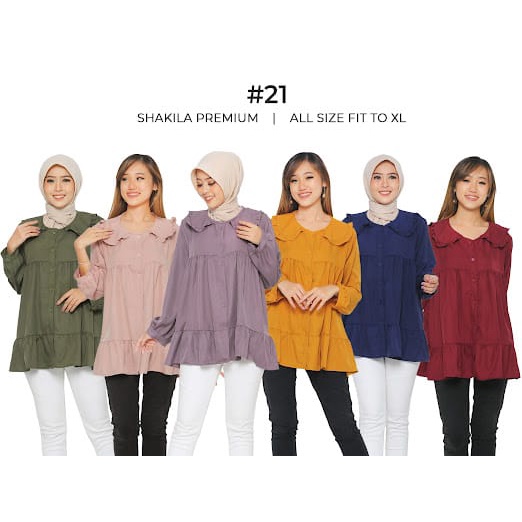 MIDI BLOUSE KOREA//ATASAN WANITA TOP SHAKILA IMPOR