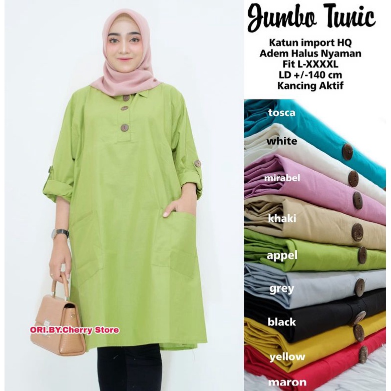 JUMBO TUNIK ATASAN WANITA KATUN IMPORT SUPER JUMBO LD 140CM HALUS ADEM