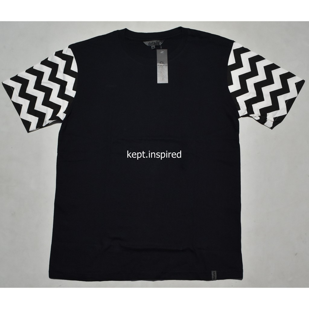 Kaos Pria Details Lengan Pendek Hitam LES 15 ORIGINAL