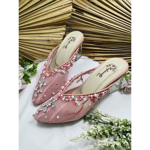 RAFAIZOUtfit sepatu wanita wedding shoes sepatu tamaia dustypink 7cm hak kaca