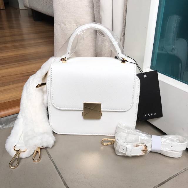 Tas zara mini city bag with faux fur strap