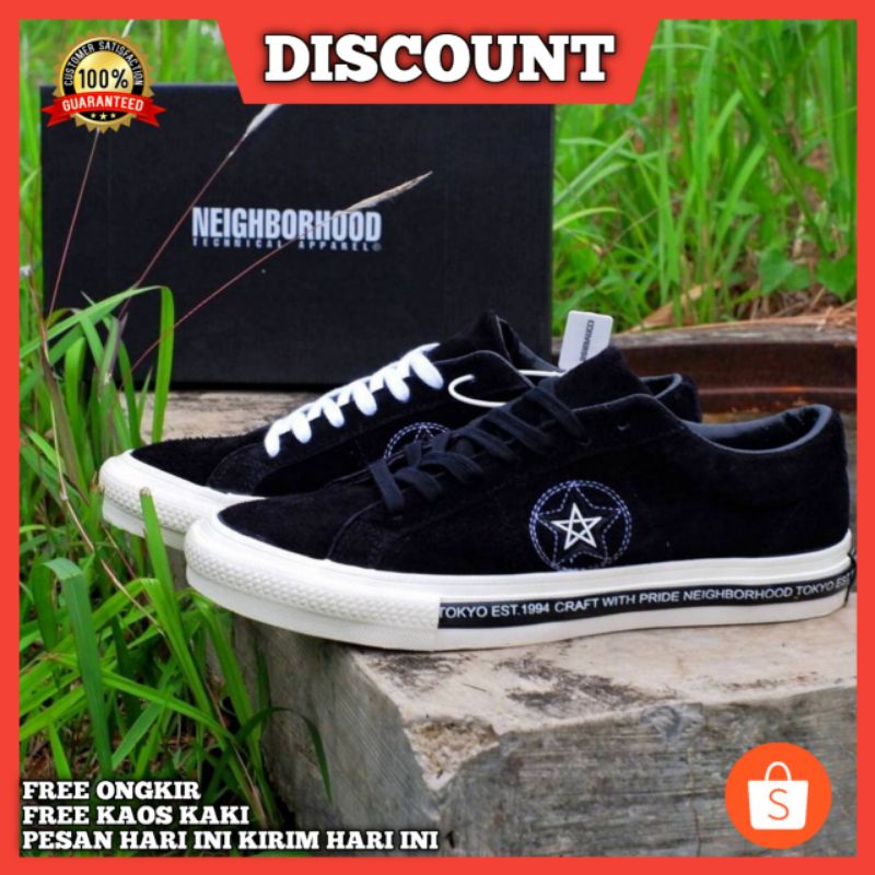 CONVERSE ONE STAR BLACK BLACK EGRET NEIGHBORHOOD / ONE STAR BLACK WHITE / CONVERSE BLACK WHITE