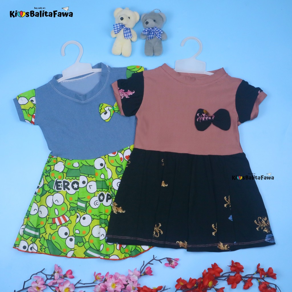 Dress Karin Uk 1-2 Tahun / Baju Anak Perempuan Dres Lengan Murah Pesta / Gaun Pesta Import Karakter