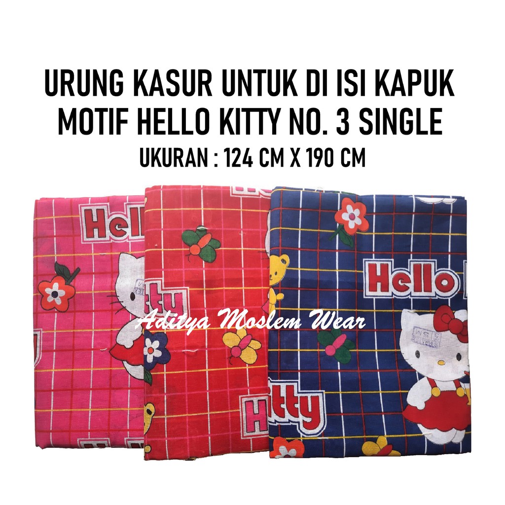 SARUNG KASUR KAPUK NO 3 UK.120X200 CM SARUNG KAPUK HELLO KITTY URUNG KASUR KAPUK KULIT KASUR KAPUK