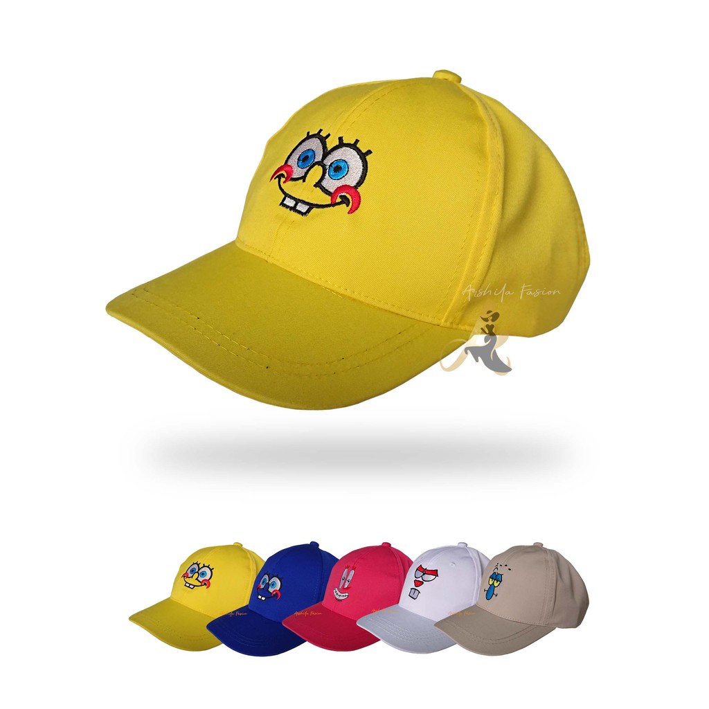 TOPI ANAK BORDIR SPONBOB UNISEX LAKI LAKI PEREMPUAN / TOPI ANAK LUCKY SPONS BOB