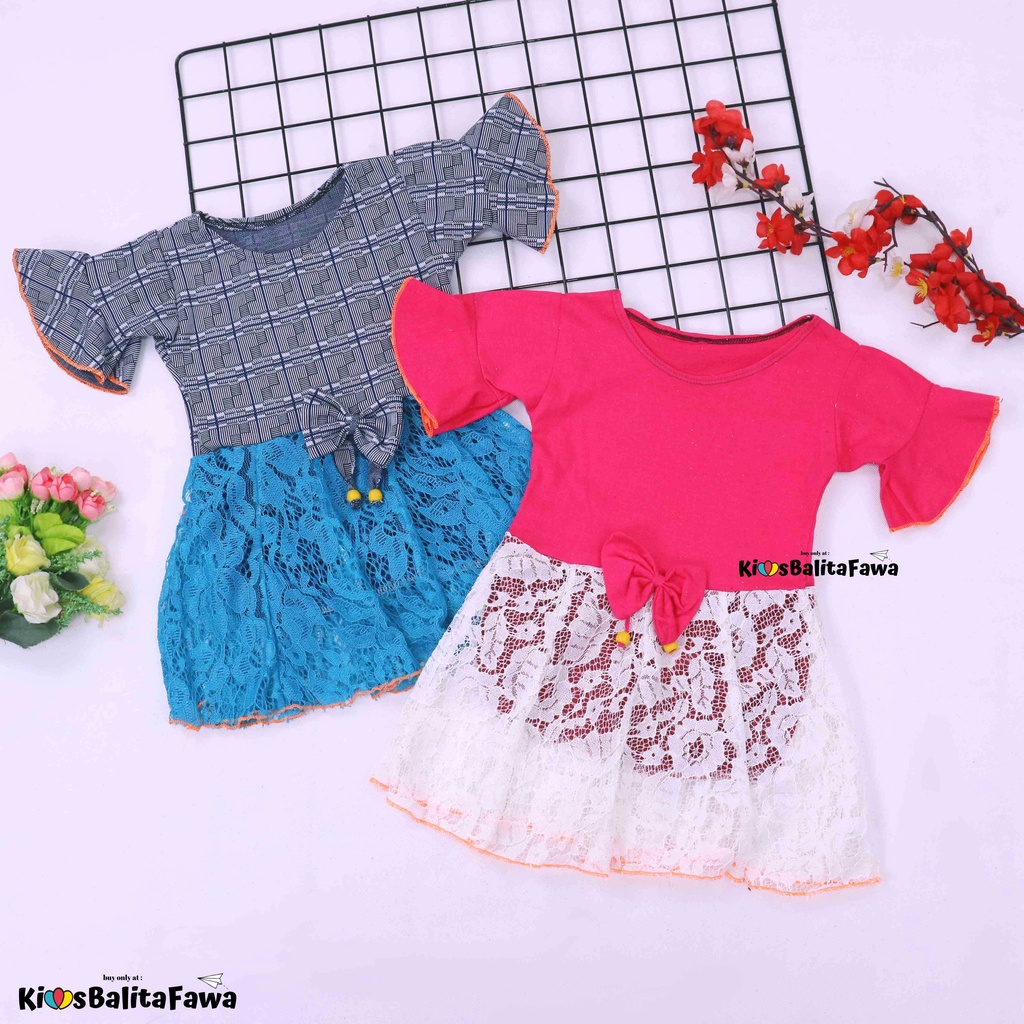 Dress Brokat Laura uk 3-4 Tahun / Dres Baju Anak Perempuan Murah Gaun Pesta Import Quality Brukat