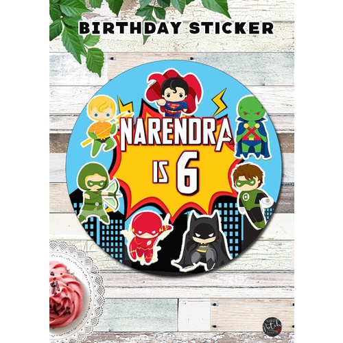 

custom sticker birthday ulang tahun bento tema superhero justice league spiderman batman