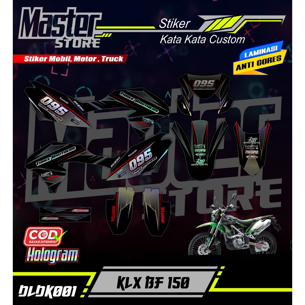 Sticker DECAL HOLOGRAM PELANGI KLX BF   Stiker Lis Variasi KLX 150 G