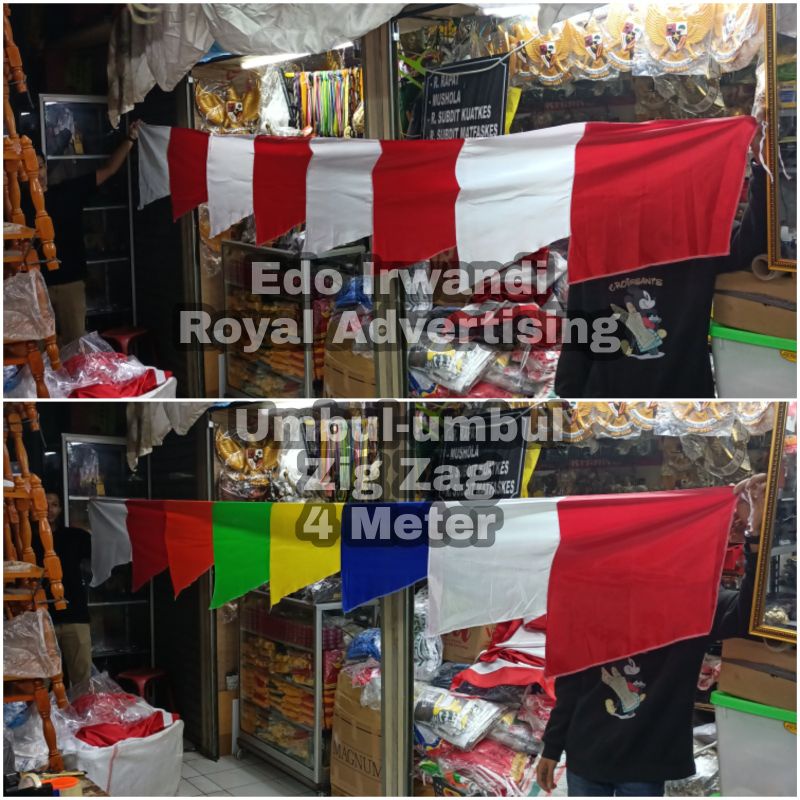 

Bendera Umbul-umbul Zig Zag Merah Putih dan Warna Warni Ukuran 4 Meter Ready Stock Berkualitas