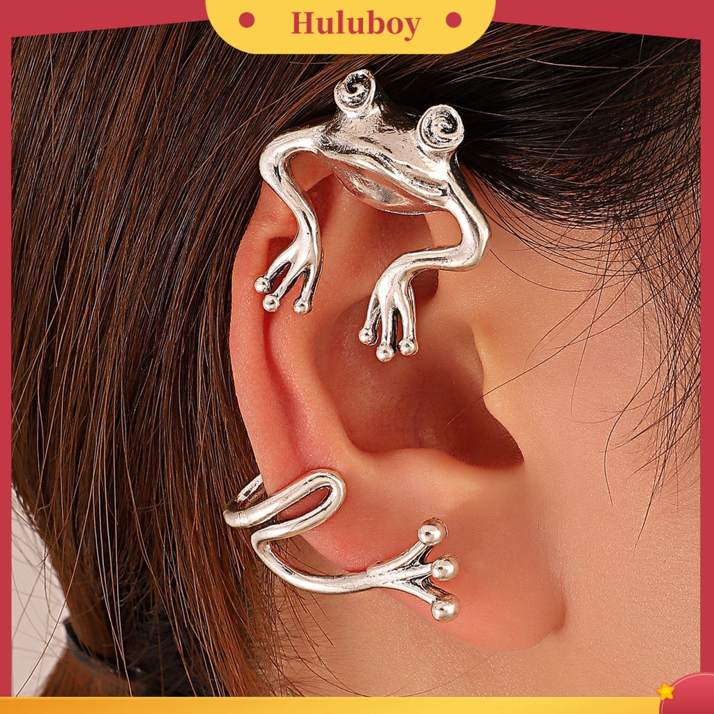 Hu Hu Hu Hu Hu Alat Bantu Pasang Kacamata♡ 1pc Anting Klip Bentuk Katak Bahan Alloy Gaya Vintage Untuk Pesta