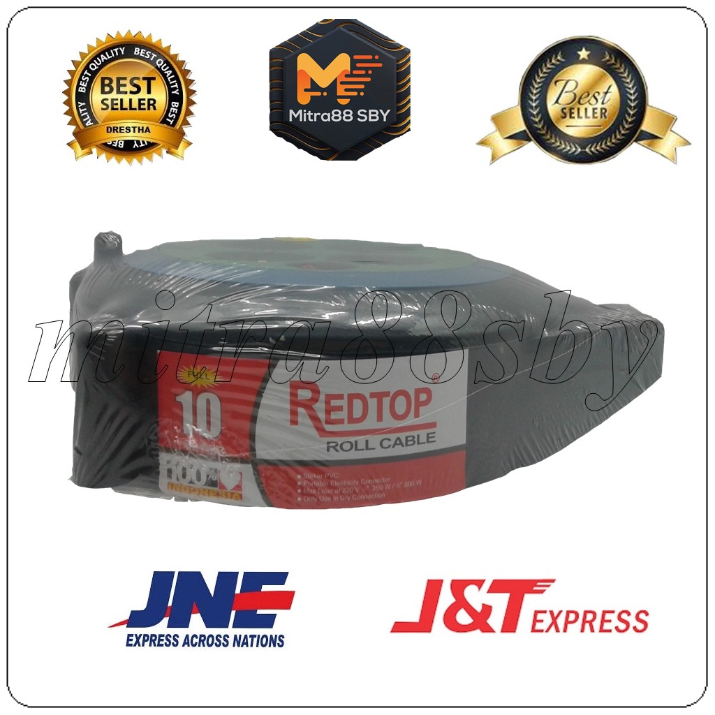 Mitra88sby Kabel Roll 10m Colokan Listrik Rol Kabel REDTOP 10M plus switch