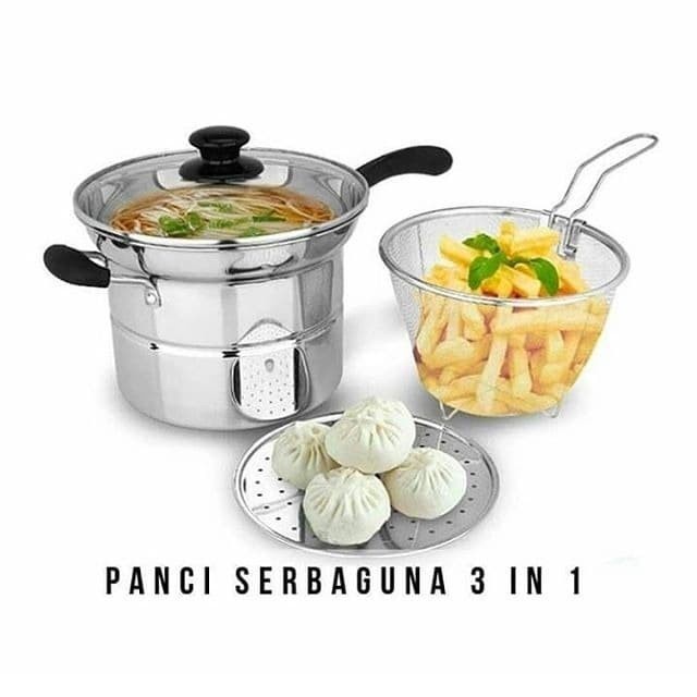 GERAI FATIN!! PEROMO_Deep Fryer 22 cm Multifungsi 3 in 1 (BISACOD)  Panci Korea Serbaguna