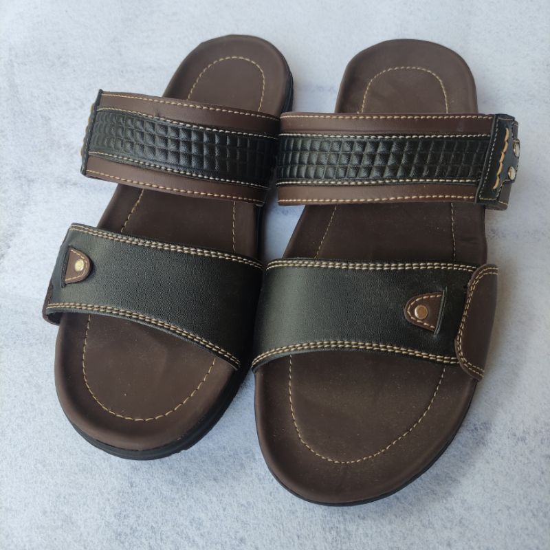 Sandal Pria Kulit Impor Original Slop Santai