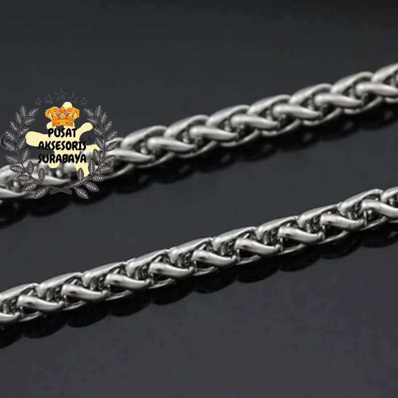 BERKUALITAS KALUNG  IMPOR TITANIUM HOLO PELINTIR  PRIA WANITA SILVER