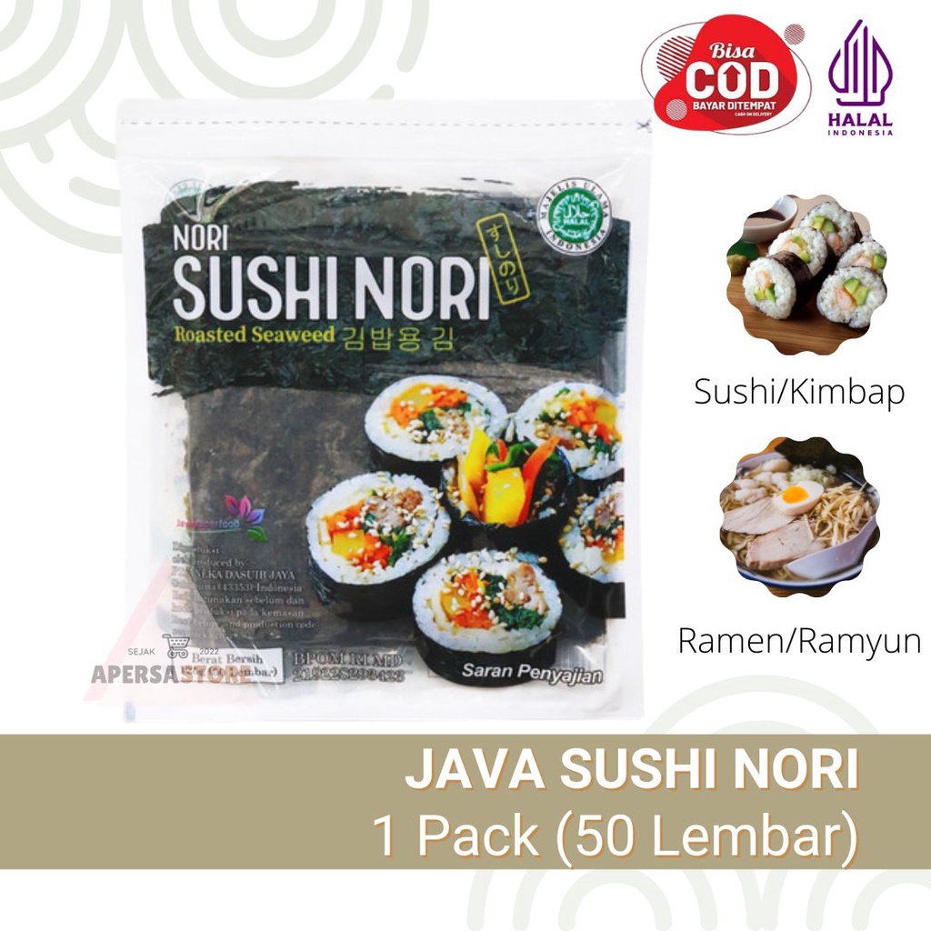 Nori Sushi 1 pack 125gr - Nori Rumput Laut isi 50 Halal- Nori untuk Sushi