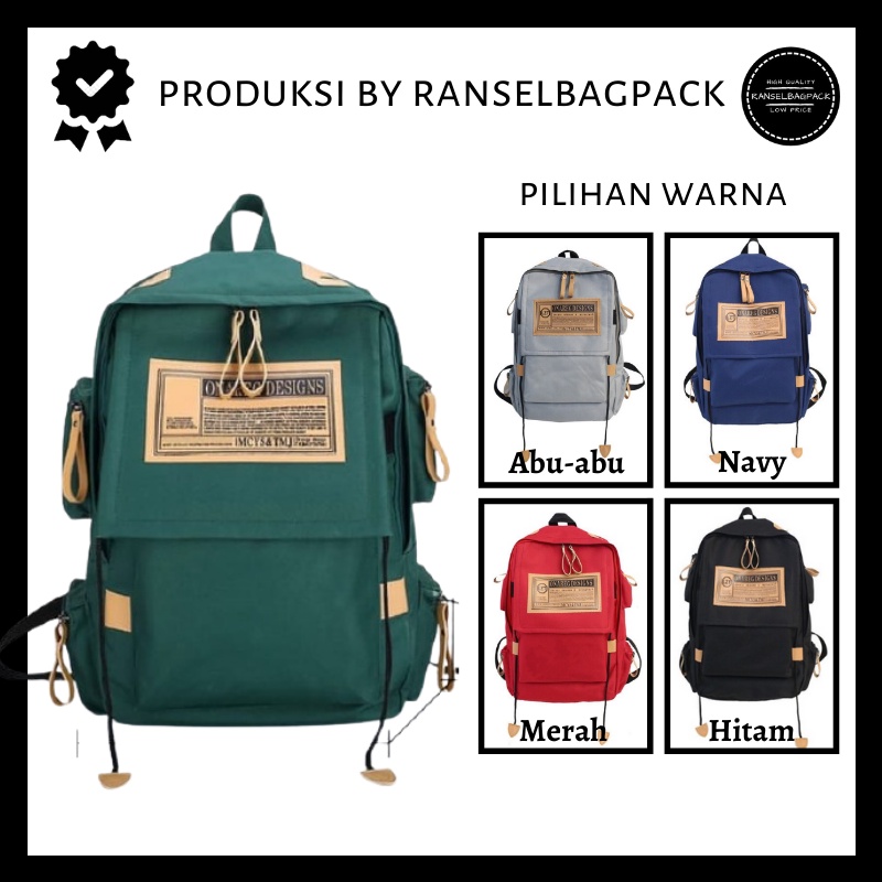 Tas Ransel Backpack Punggung Kekinian Outdoor Model Simple Casual Sekolah Kuliah Kerja Pria Wanita