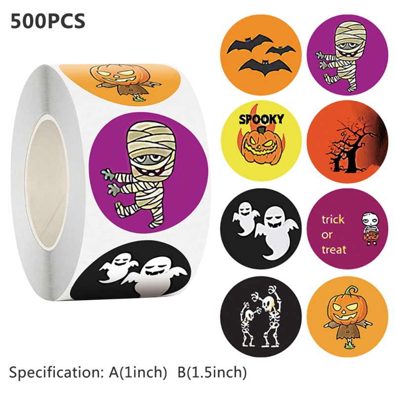 500 Pcs / Roll Stiker Label Kotak Hadiah Untuk Halloween