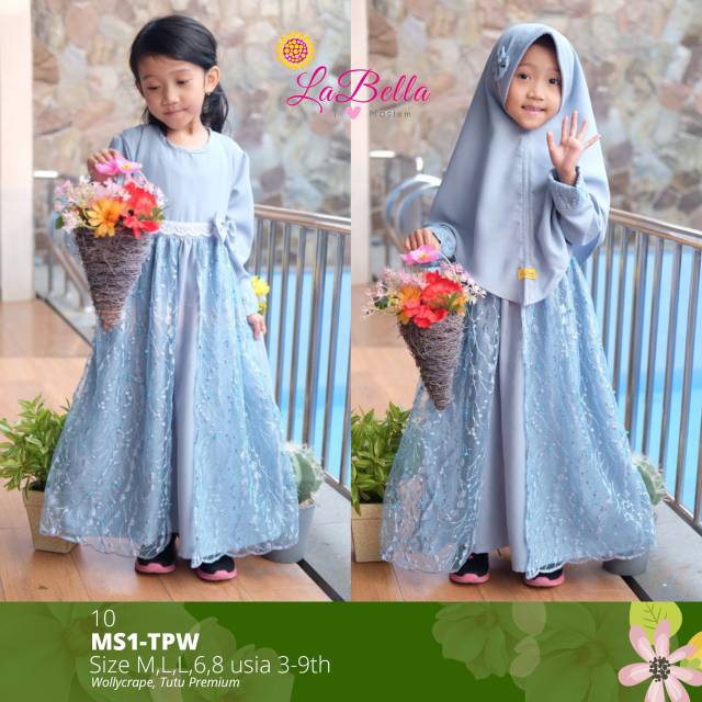Gamis Labella brokat MS1-TPW 10 biru telur asin