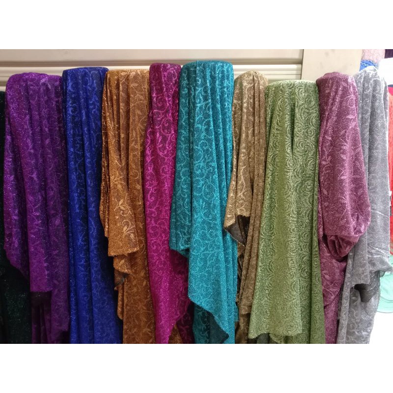 Bahan borkat/Kain Jersey Motif Gliter Metalic