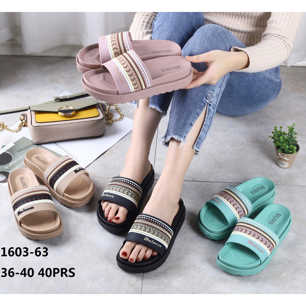 SANDAL WANITA BALANCE 1603 63 WEDGES BLC 1603-63 MOTIF BATIK ETNIK ORIGINAL ANTI SLIP TAHAN AIR