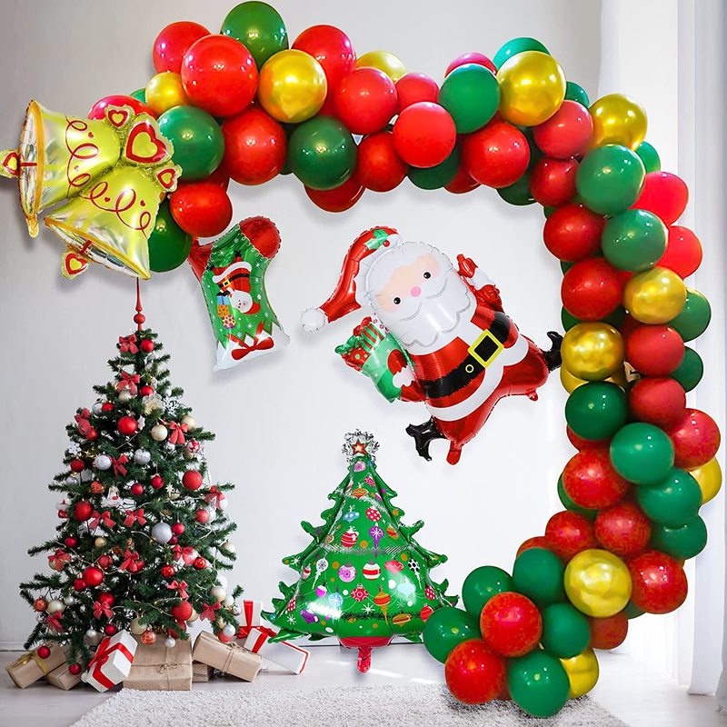 1pc Balon Lateks Aluminum Foil Desain Santa Claus / Pohon Natal / Snowman Untuk Dekorasi Pesta Tahun Baru