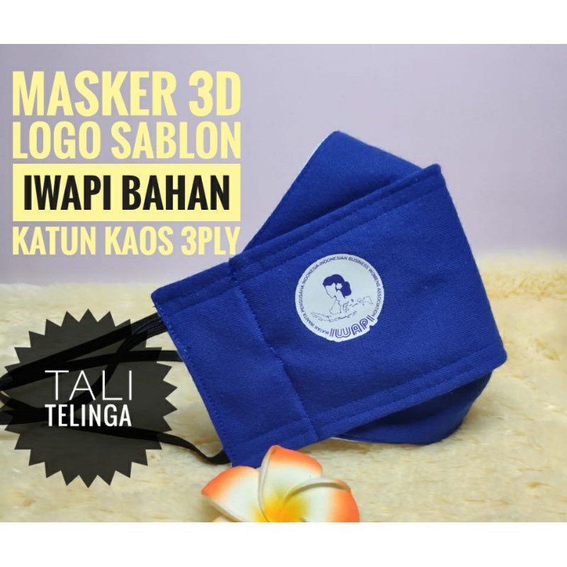 Masker logo sablon IWAPI IKATAN WANITA PENGUSAHA INDONESIA 3PLY termurah