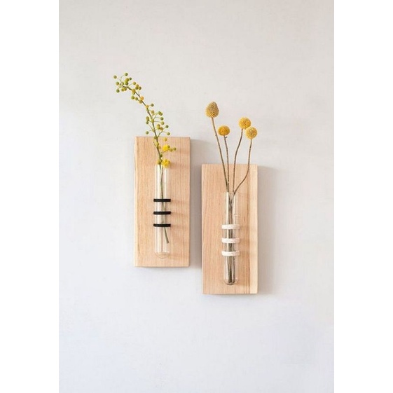 POT TABUNG REAKSI KAYU TANAMAN HIASAN DINDING VAS KAYU UNIK | Marlaa Art