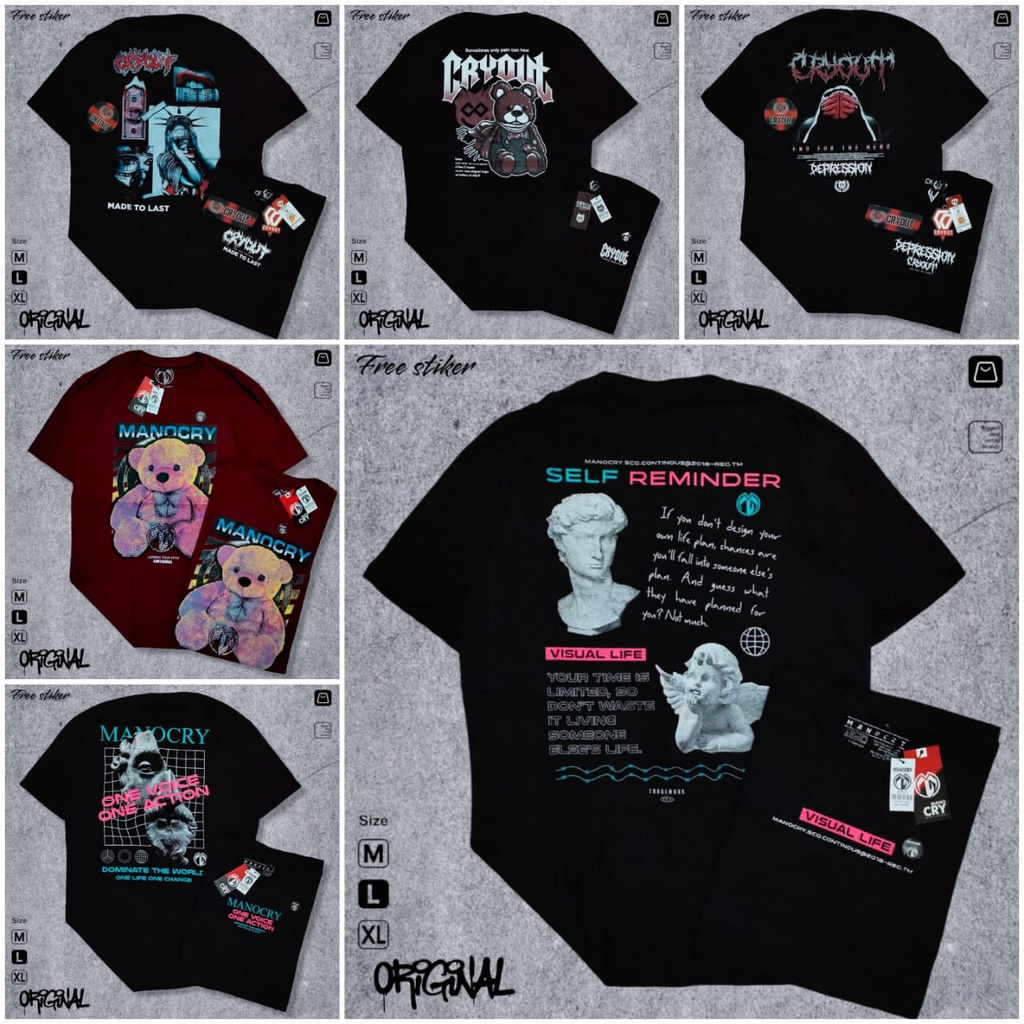 Paket Grosir Kaos Distro Setengah lusin | Paket usaha Kaos Distro 7 pcs