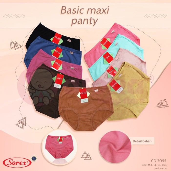 Sorex Cd Celana Dalam Wanita Basic Maxi 2055 Katun Mix Stretch ASOKA