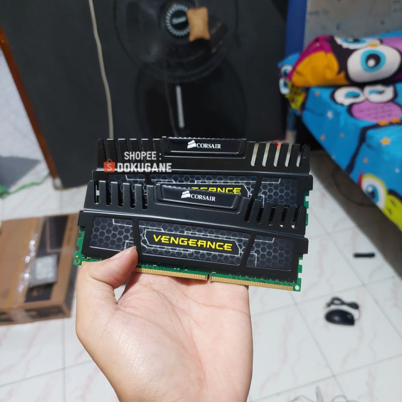 Corsair Ram 4gb x2 Total 8gb DDR3 1600mhz bekas second pc komputer gaming