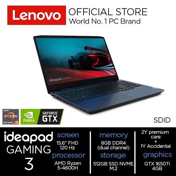 Lenovo Ideapad Gaming 3 SDID Amd Ryzen 5 4600H SSD 512GB RAM 8GB GTX1650