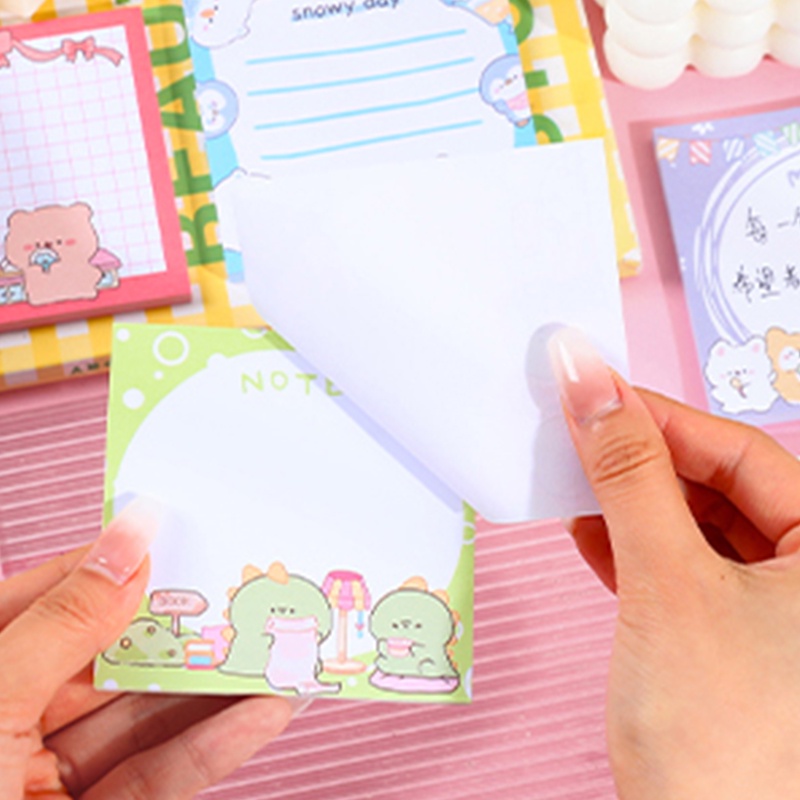 50 Lembar Sticky Notes Mini Portable Motif Kartun Hewan Untuk Pelajar