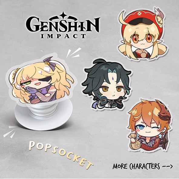 Griptok Popsocket PopStand Genshin Impact Lucu Game Character Akrilik Koleksi Hobi Mainan Pegangan Hape Stand Handphone