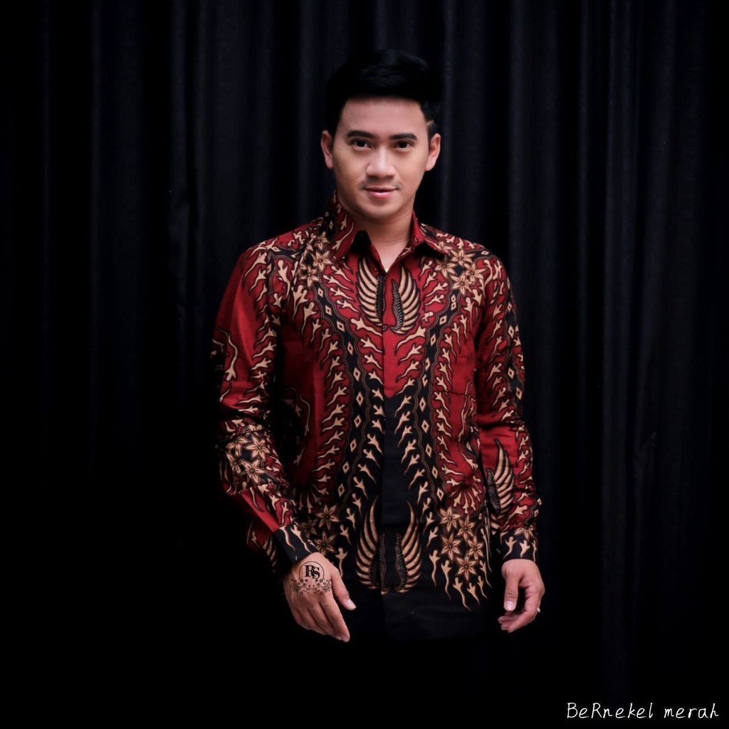 Kemeja Batik Pria Lengan Panjang BATIK BERKAHTURAH SIZE M L XL XXL BSWART BatiK HRB026 Kenongo Hem Panjang Padi