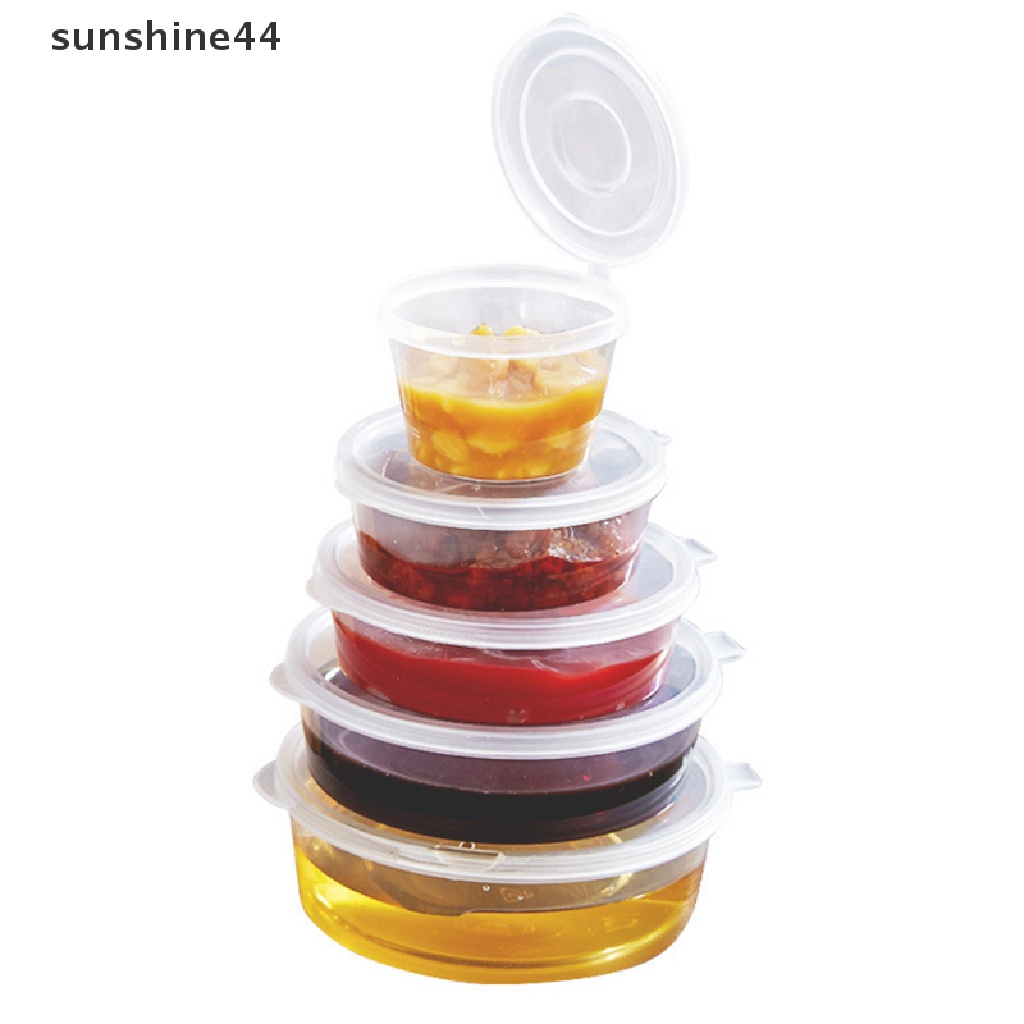 Sunshine 10Pcs Kotak Saus Sekali Pakai Bentuk Bulat Dengan Tutup