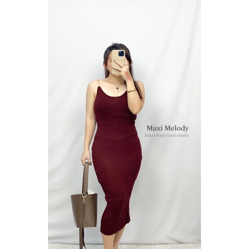 MDLV ~ Maxi Melody Rajut Dress maxi Dress Rantai Dress Bodycon Rajut Fashion Wanita