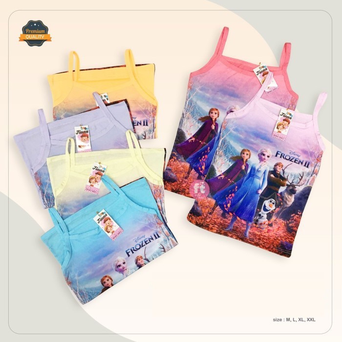 TANKTOP anak Perempuan Motif Frozen TALI KECIL- Tenktop balita umur 2 s/d 10 Tahun - Kaos Dalam Anak