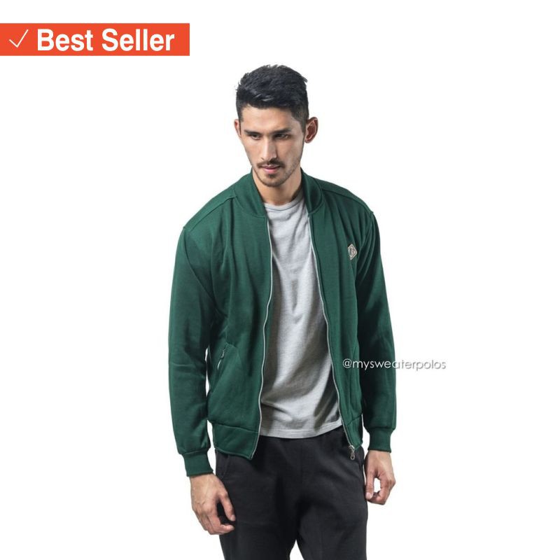 BOMBER PRIA WANITA STYLE MODERN HITS / JAKET BOMBER FLEECE HIJAU LUMUT / ARMY PRIA & WANITA S - XXL