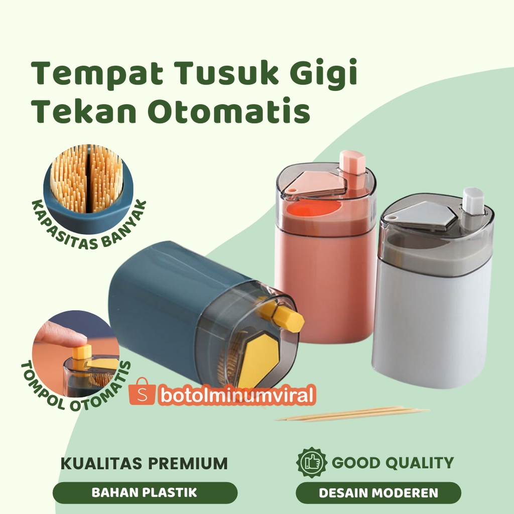 Tempat Tusuk Gigi Pencet Otomatis Toothpick Holder / Wadah Tusuk Gigi PREMIUM