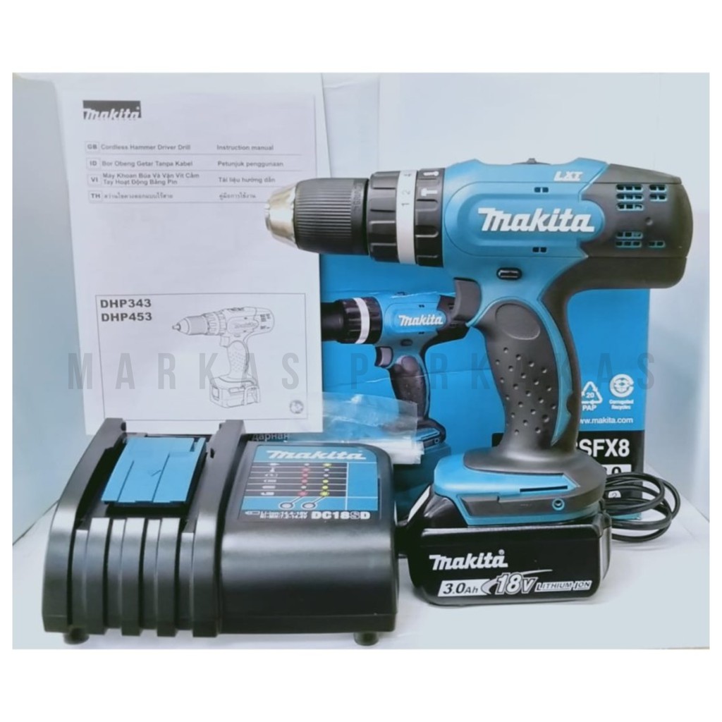 MAKITA Mesin Bor Baterai DHP453SFX8 - Cordless Drill Makita 18V