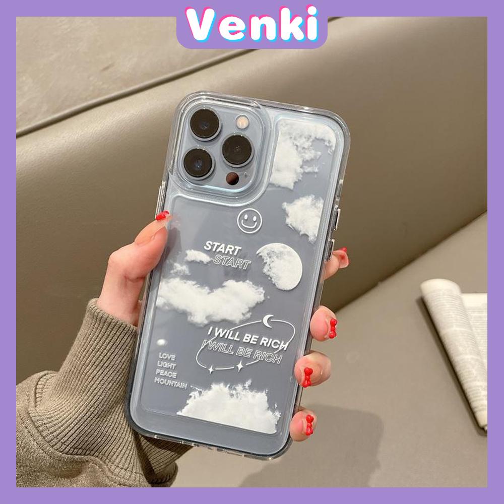 iPhone Case Clear Case Soft Thick TPU Shockproof Super Transparent Protection Camera Plating Button Clouds Smiley For iPhone 13 Pro Max iPhone 12 Pro Max iPhone 11 iPhone 7 Plus