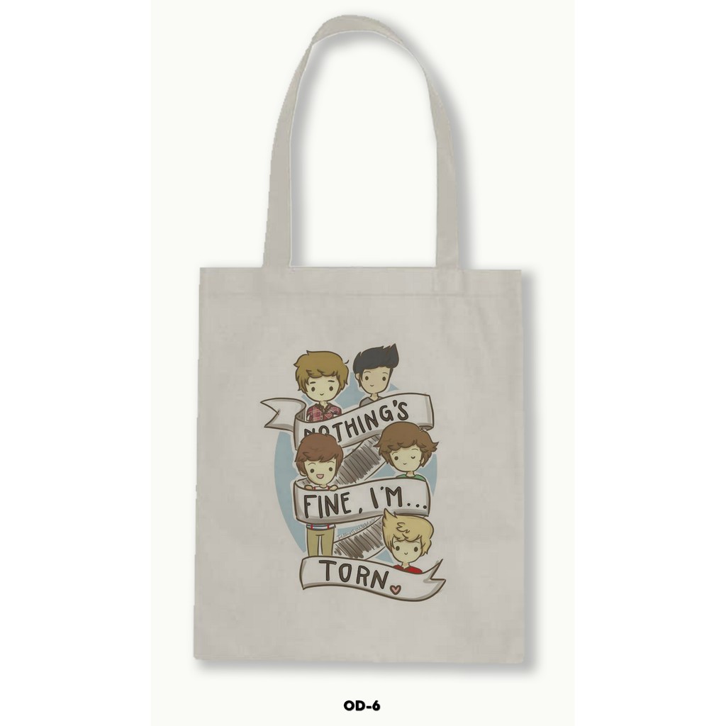Tas Tote Bag Resleting Kanvas/Blacu  - One Direction .01