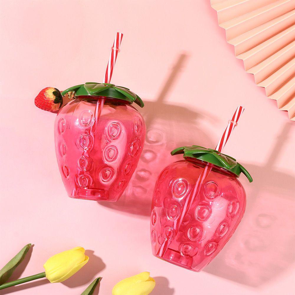 Suyo Strawberry Straw Cup Summer 500ml Botol Air Minum Plastik Food Grade