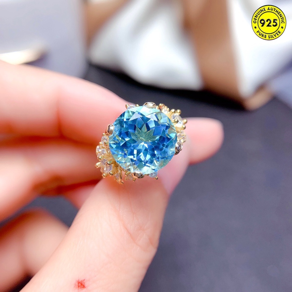 Cincin Batu Permata Sapphire Biru Langit Model Terbuka