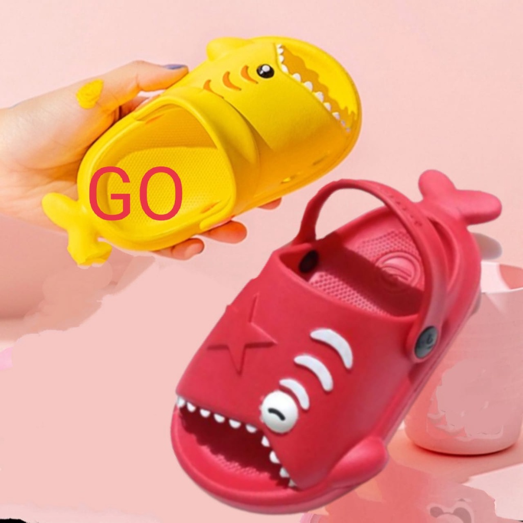 gof DULUX 371E HIU Sandal Anak Selop Tali Belakang Motif Ikan Paus Sandal Anak Laki Perempuan Sandal Bayi Lucu