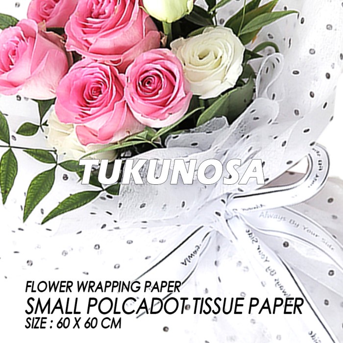 FLOWER WRAPPING PAPER SMALL POLCADOT TISSUE PAPER KERTAS TISSUE BUKET